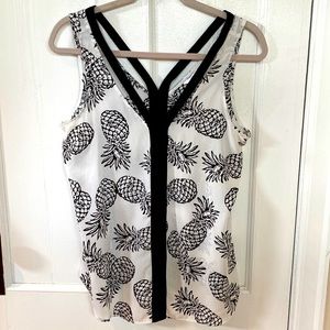 Pineapple Print sleeveless Blouse